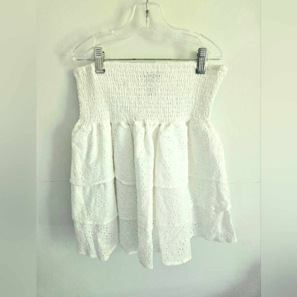 Aqua Girls White Eyelet Tier Skirt